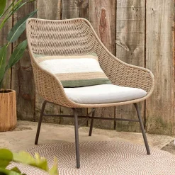 Wohnen Loungestuhl aus Kordelgeflecht in Beige - Abecra (2er Set)