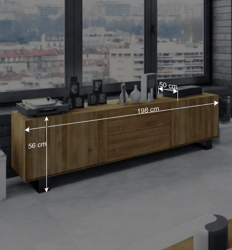 Wohnen Lowboard Manzey aus Wildeiche massiv geölt