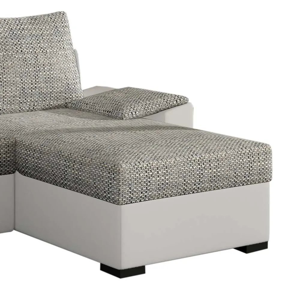 Wohnen L-Schlafsofa in Beigegrau und Weiß - Mallorca