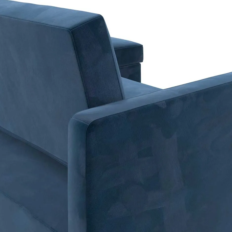 L-Schlafsofa in Blau Samt - Astomon^Wohnen Sale