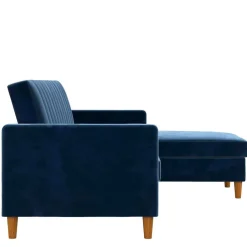 L-Schlafsofa in Blau Samt - Astomon^Wohnen Sale