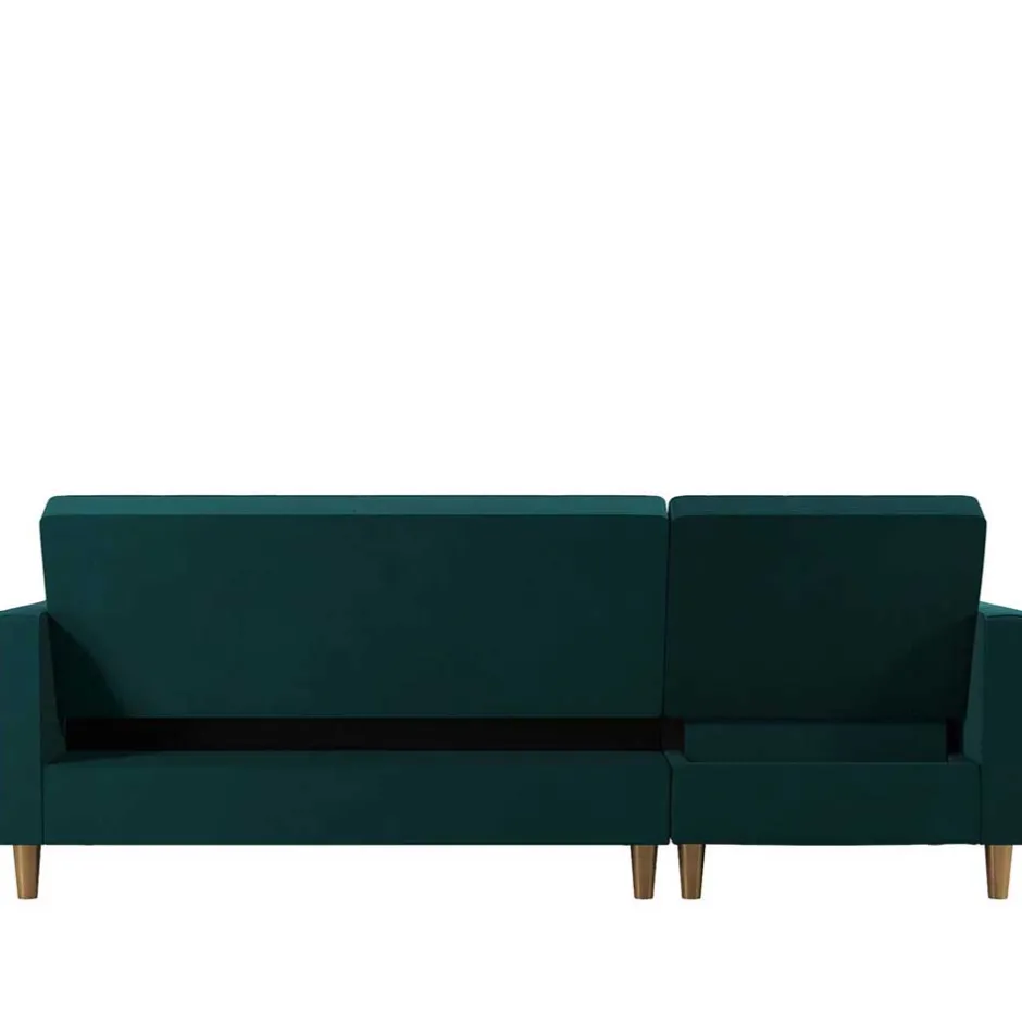 L-Schlafsofa in Petrol Samt - Samanca^Wohnen New