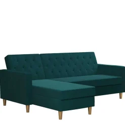 L-Schlafsofa in Petrol Samt - Samanca^Wohnen New