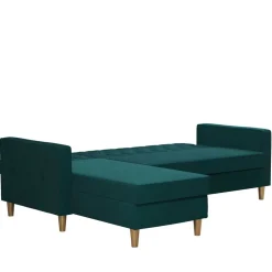 L-Schlafsofa in Petrol Samt - Samanca^Wohnen New