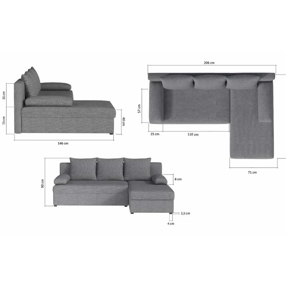 Wohnen L-Schlafsofa in Senfgelb Velours - Xantra