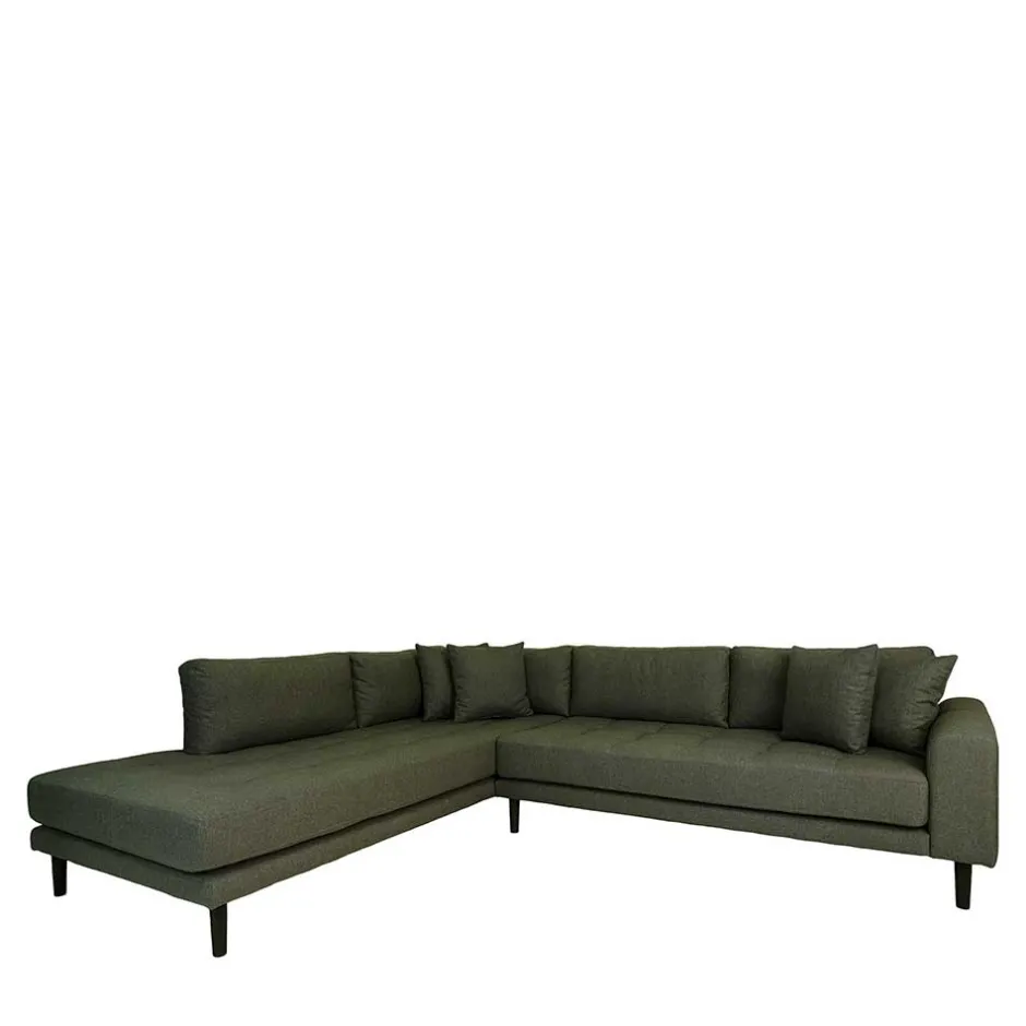 Wohnen L-Wohnlandschaft in Oliv Grün Stoff - Udolph