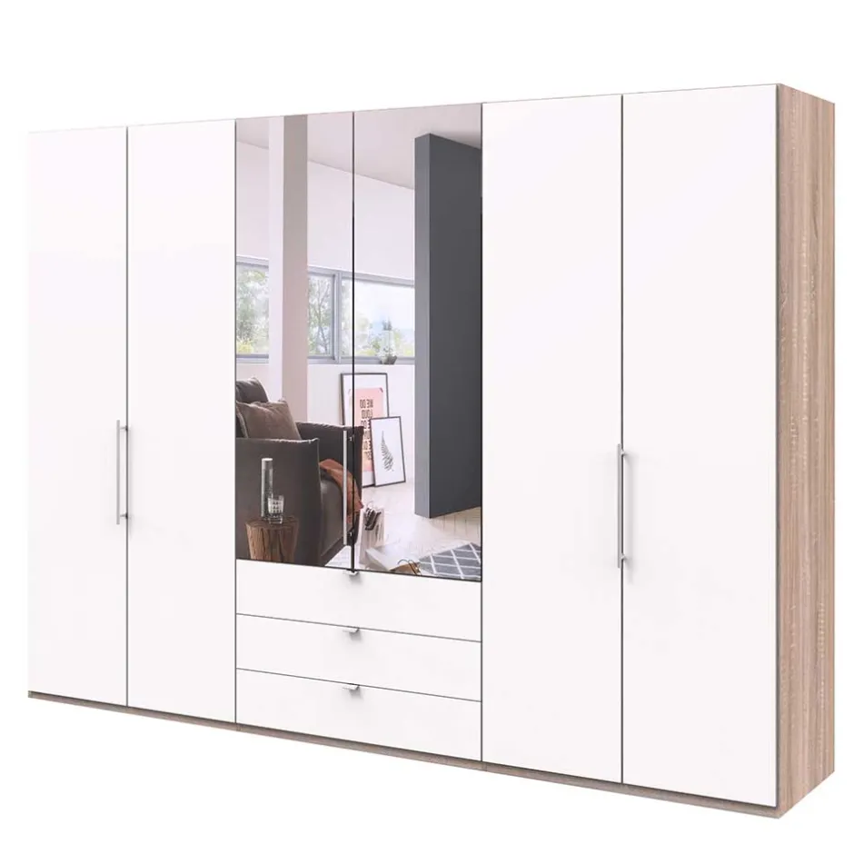 3m Topp Kleiderschrank 3-türig mit Spiegel - Vaclyn^Wohnen Discount