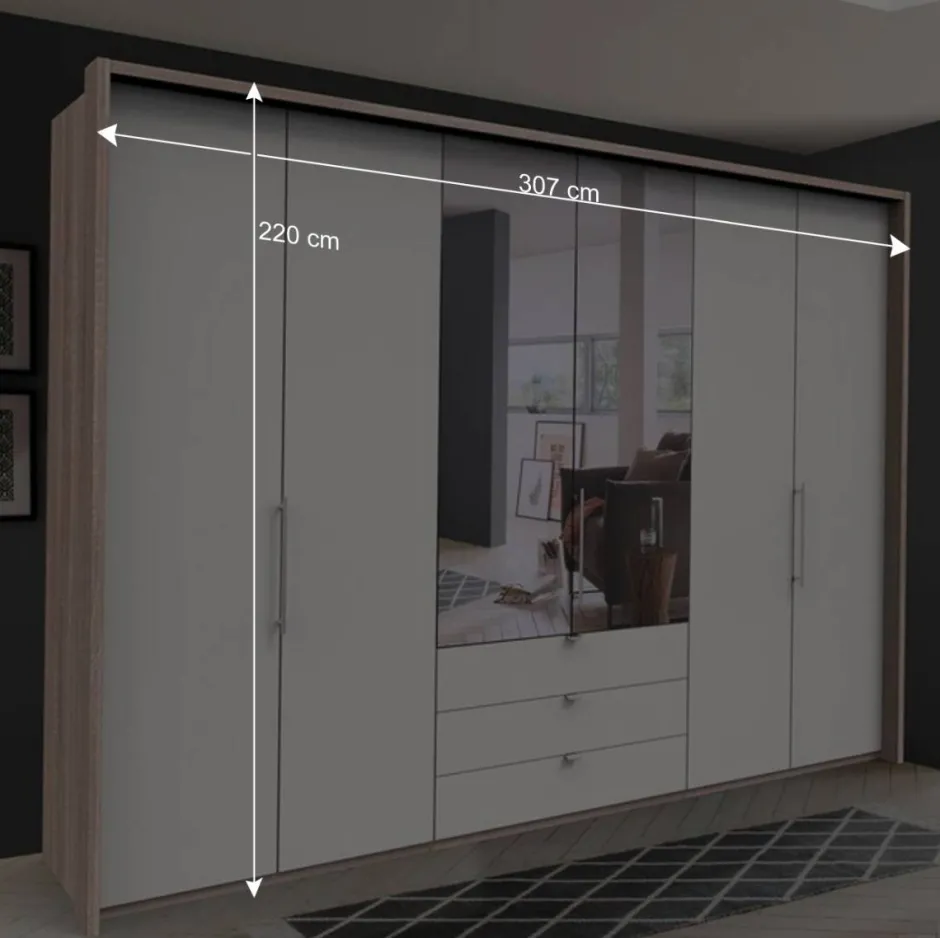 3m Topp Kleiderschrank 3-türig mit Spiegel - Vaclyn^Wohnen Discount