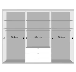 3m Topp Kleiderschrank 3-türig mit Spiegel - Vaclyn^Wohnen Discount