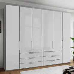 3m 4-türiger Kleiderschrank in Weiß Glasfront - Cara^Wohnen New