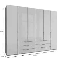 3m 4-türiger Kleiderschrank in Weiß Glasfront - Cara^Wohnen New