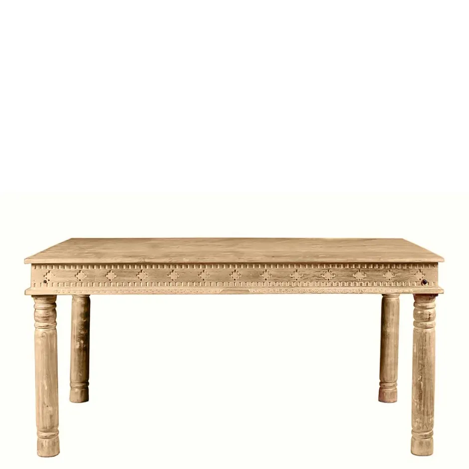 Wohnen Mango Holztisch geschnitzt & gedrechselt - Runiasa