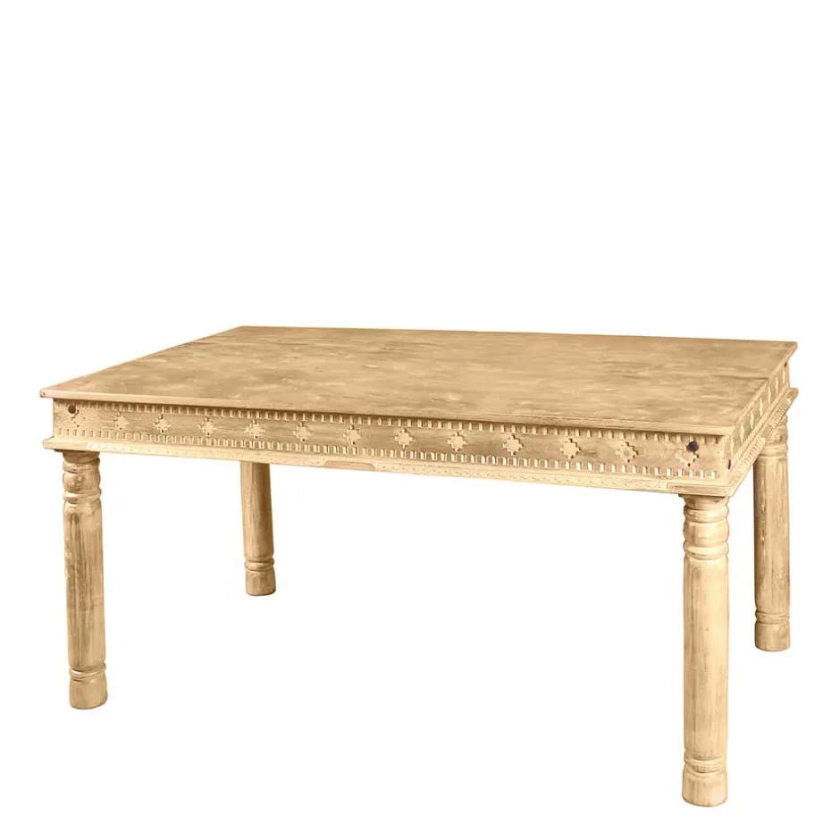 Wohnen Mango Holztisch geschnitzt & gedrechselt - Runiasa