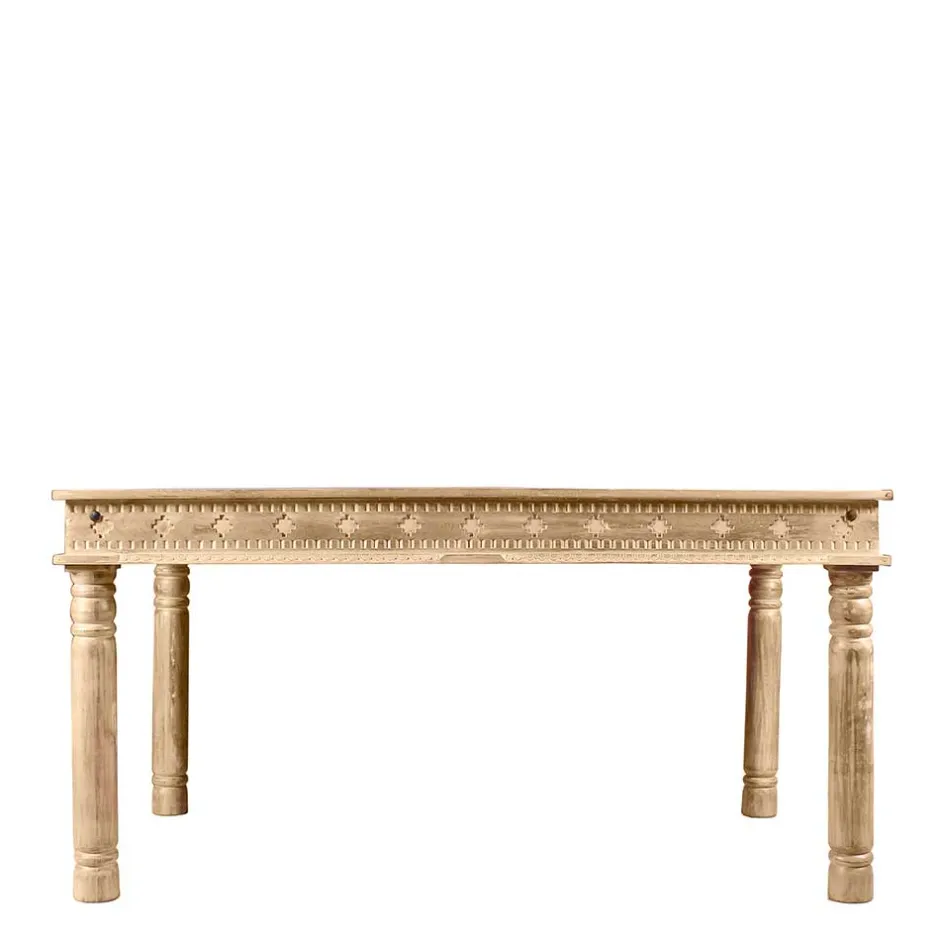 Wohnen Mango Holztisch geschnitzt & gedrechselt - Runiasa