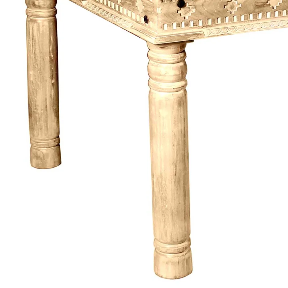 Wohnen Mango Holztisch geschnitzt & gedrechselt - Runiasa