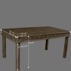 Wohnen Mango Holztisch geschnitzt & gedrechselt - Runiasa