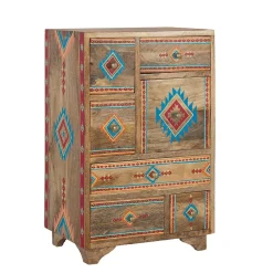 Wohnen Mangoholz Kommode mit Ethno Ornamenten - Linall