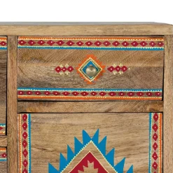 Wohnen Mangoholz Kommode mit Ethno Ornamenten - Linall
