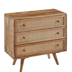 Wohnen Mangoholz Kommode mit Rattan Geflecht Fronten - Kanados