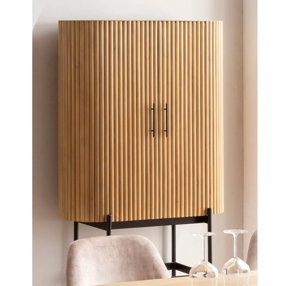 Wohnen Mangoholz Schrank in Lamellenoptik - Dorian