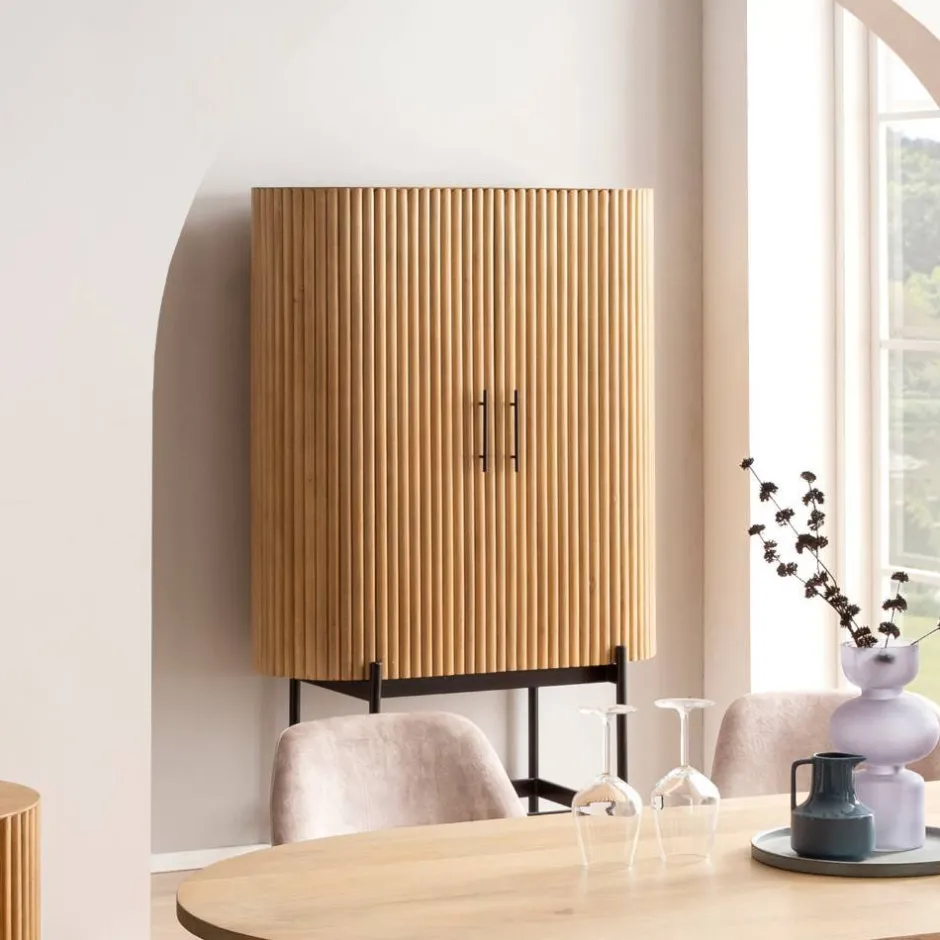 Wohnen Mangoholz Schrank in Lamellenoptik - Dorian