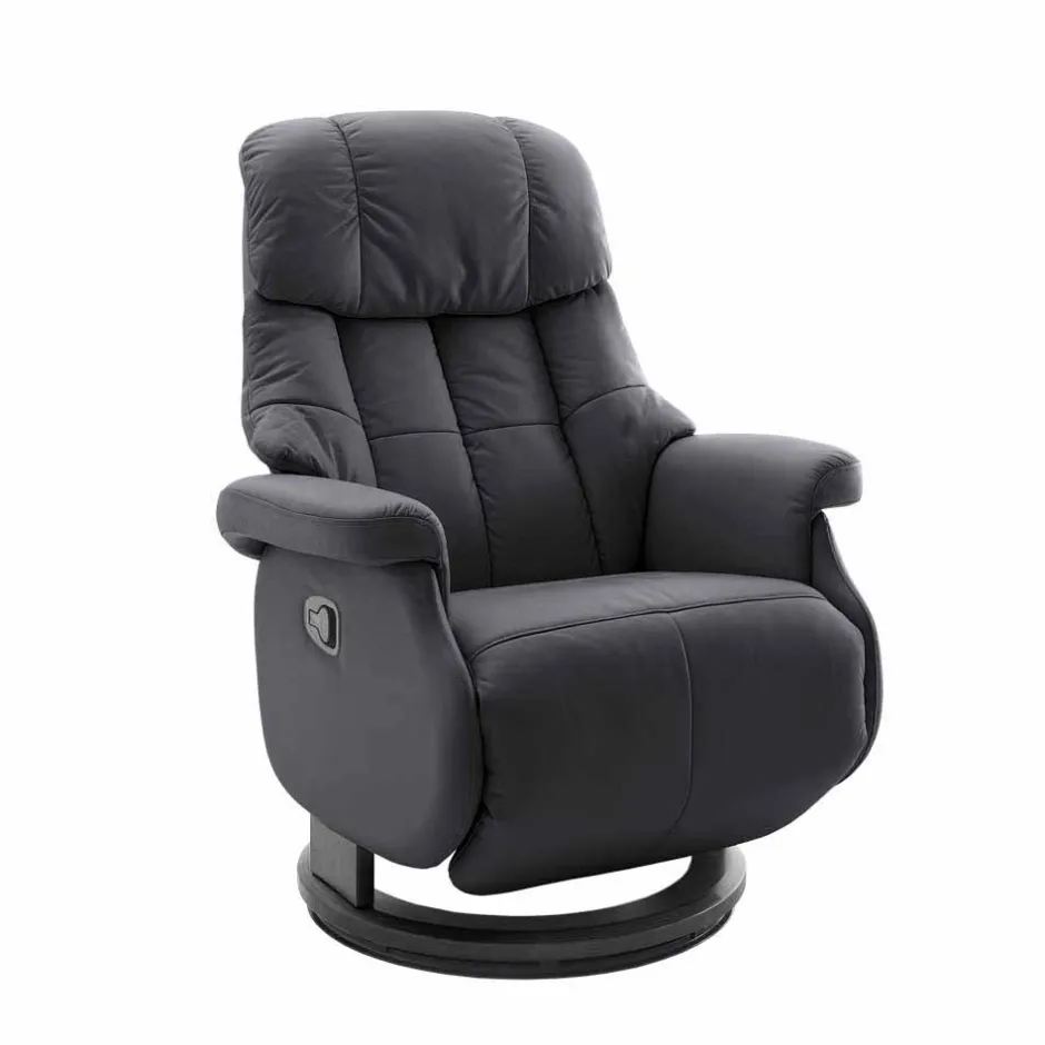 Wohnen Manuell verstellbarer Ledersessel in Schwarz Vorena auf Tellergestell