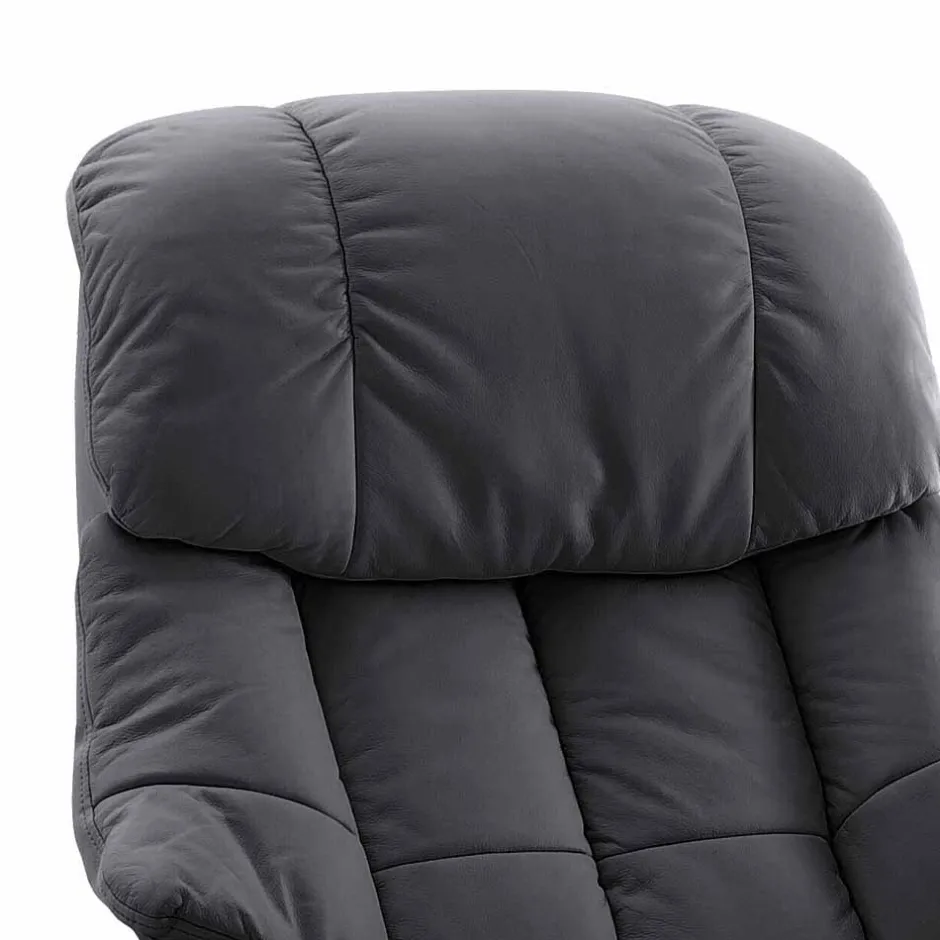 Wohnen Manuell verstellbarer Ledersessel in Schwarz Vorena auf Tellergestell