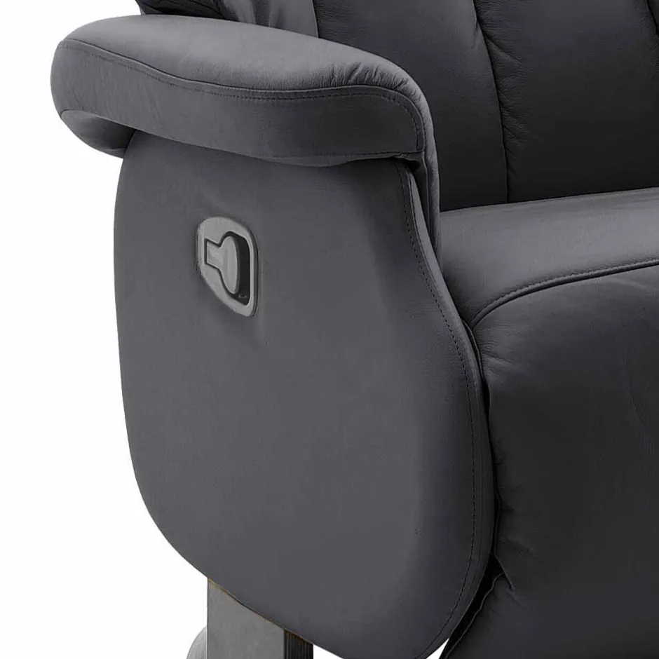 Wohnen Manuell verstellbarer Ledersessel in Schwarz Vorena auf Tellergestell