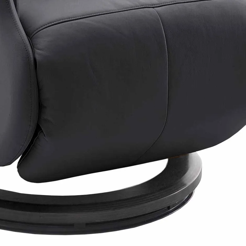 Wohnen Manuell verstellbarer Ledersessel in Schwarz Vorena auf Tellergestell
