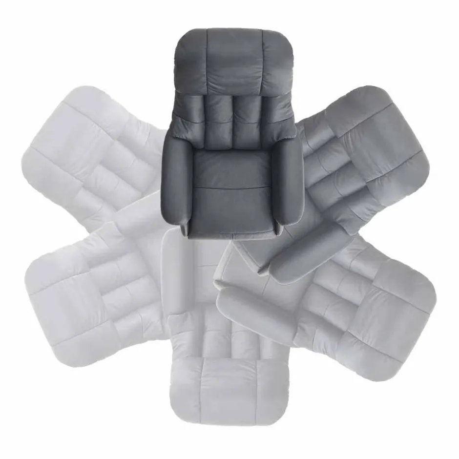 Wohnen Manuell verstellbarer Ledersessel in Schwarz Vorena auf Tellergestell