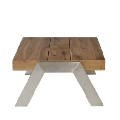 Wohnen Markanter Beistelltisch aus Wildeiche massiv Rimini Stahl Gestell