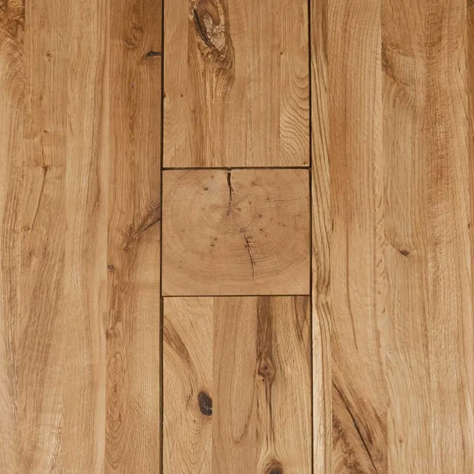 Wohnen Markanter Beistelltisch aus Wildeiche massiv Rimini Stahl Gestell