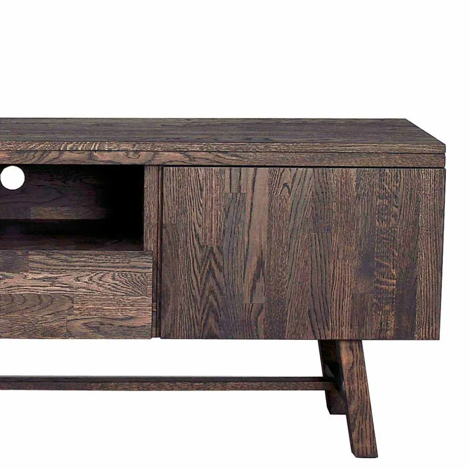 Wohnen Markantes Retro TV Board aus Eiche dunkel - Vedraza