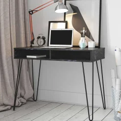 Wohnen Marmor Optik Schreibtisch in Schwarz - Siamta