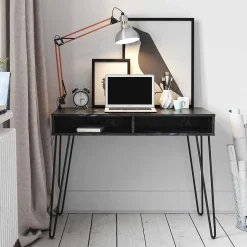 Wohnen Marmor Optik Schreibtisch in Schwarz - Siamta