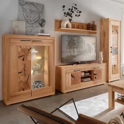 Massive Anbauwand aus Kernbuche - Sarosca (vierteilig)^Wohnen Discount