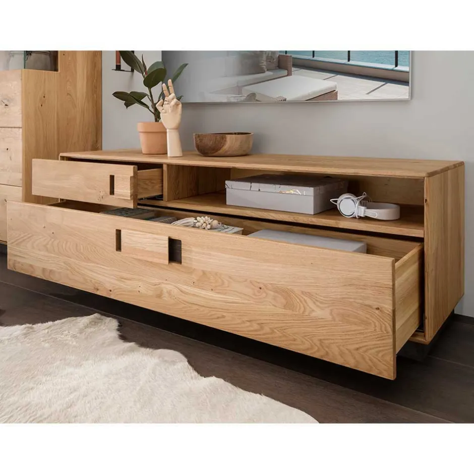 Wohnen Massive Wohnzimmereinrichtung mit LED - Xeddos (dreiteilig)