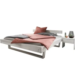 Wohnen Massives Balkenbett in Weiß lasiert - Restania