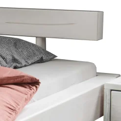 Wohnen Massives Balkenbett in Weiß lasiert - Restania