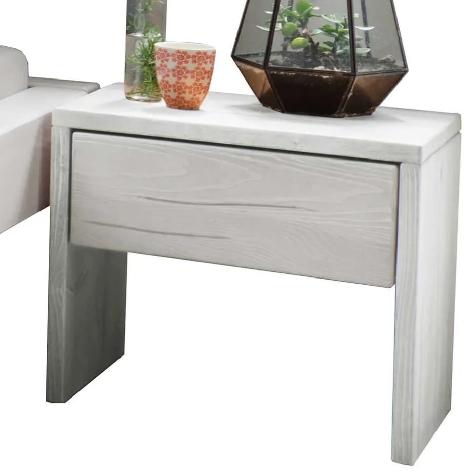 Wohnen Massives Balkenbett in Weiß lasiert - Restania