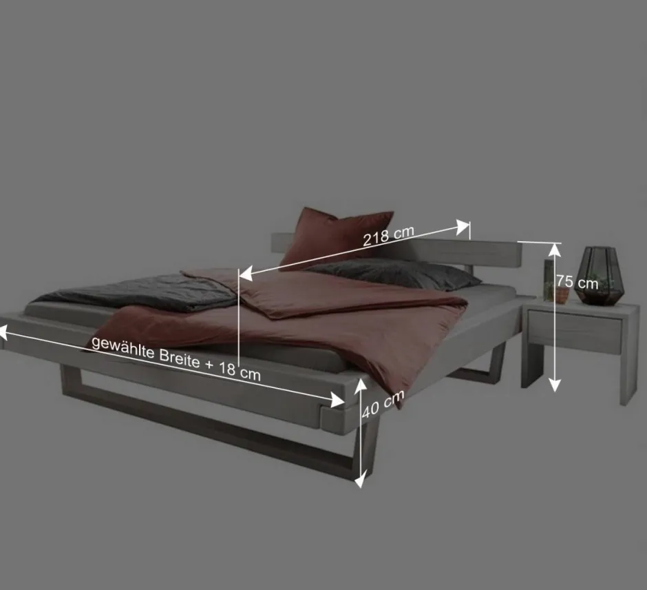 Wohnen Massives Balkenbett in Weiß lasiert - Restania