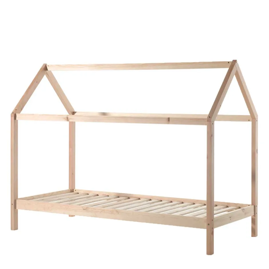 Massives Haus Kinderbett in Kiefer Natur - Luvrena^Wohnen Hot