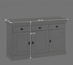 Wohnen Massives Kiefer Sideboard Satumare in Weiß