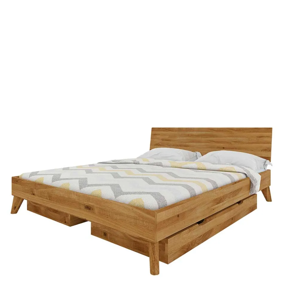 Massives Wildeiche Bett mit Schubladen - Eavy I^Wohnen Best