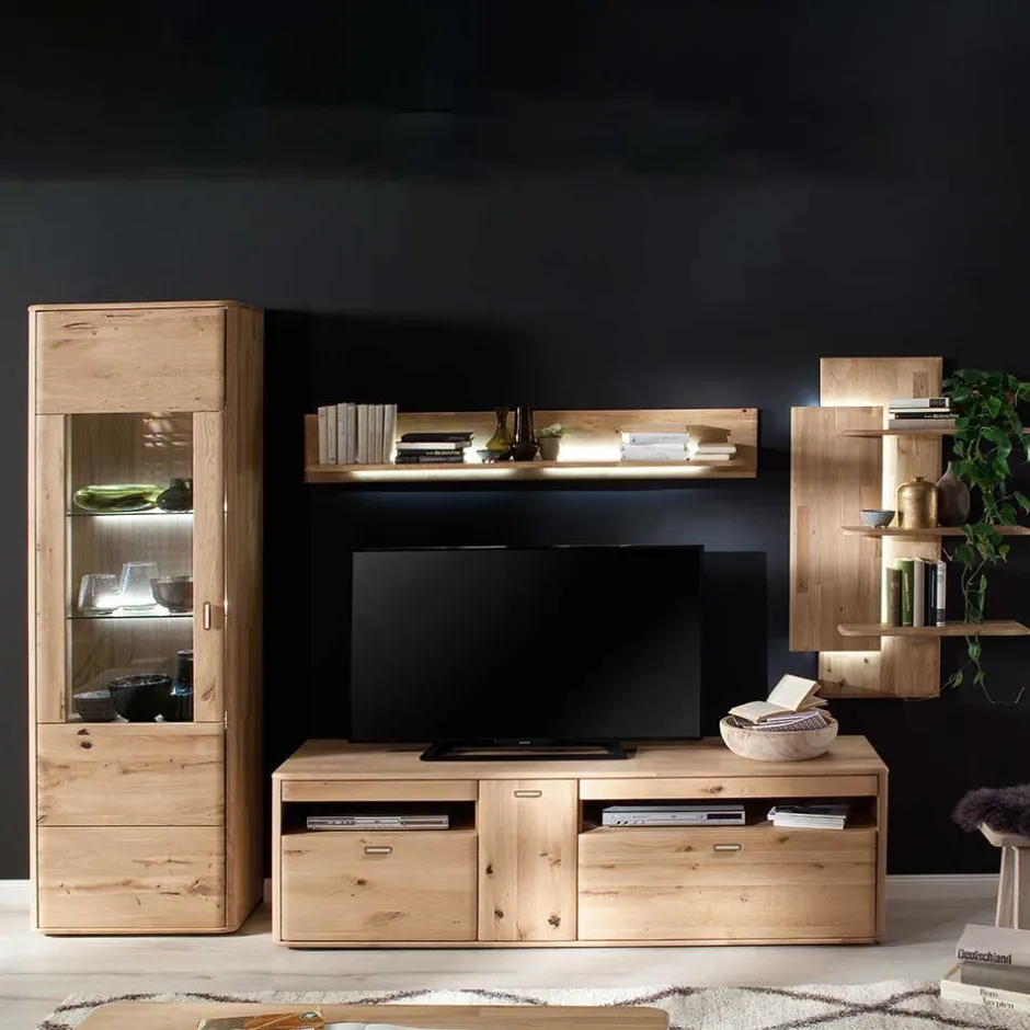 Massivholz Anbauwand in Eiche - Destal (vierteilig)^Wohnen Hot