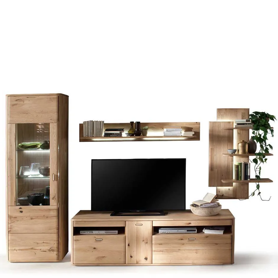 Massivholz Anbauwand in Eiche - Destal (vierteilig)^Wohnen Hot