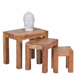 Wohnen Massivholz Beistelltische Vislan im Set (dreiteilig)