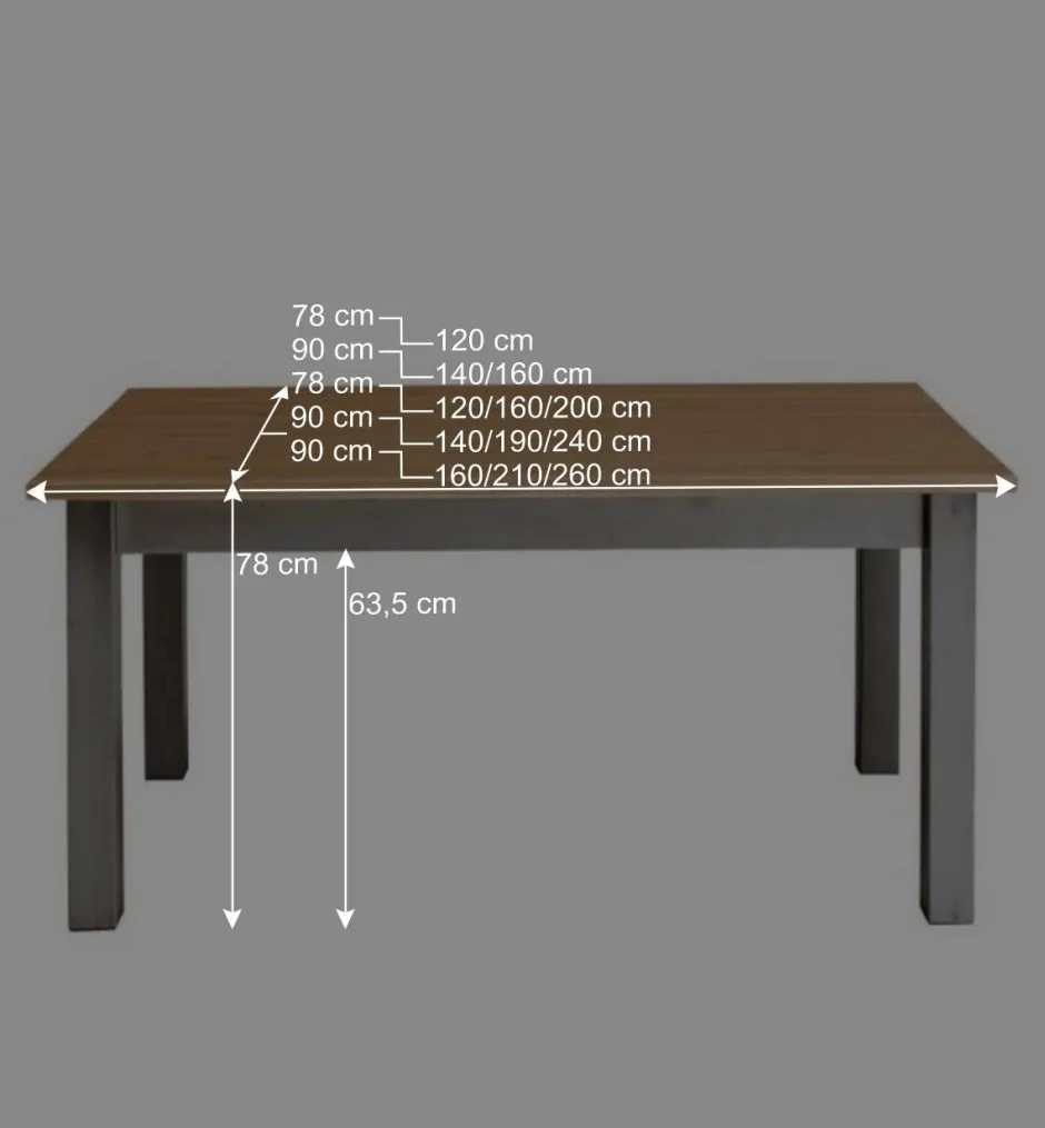 Wohnen Massivholz Esstisch Ziamora in Grau Kiefer