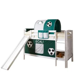 Kinder Wohnen Massivholz Etagenbett mit Rutsche in Weiß - Podlan