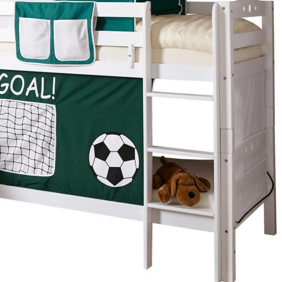 Kinder Wohnen Massivholz Etagenbett mit Rutsche in Weiß - Podlan